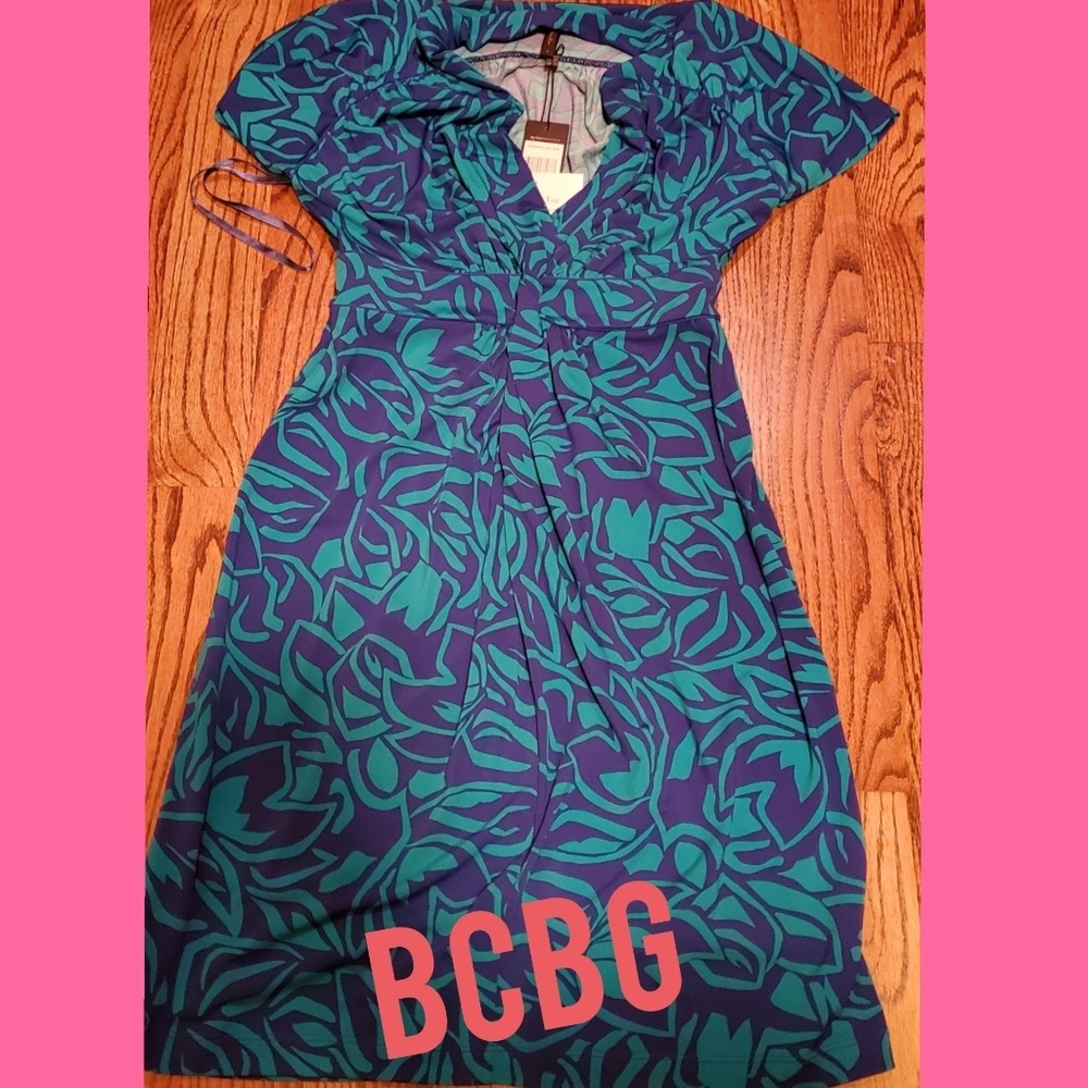 NWT BCBG turquoise & navy dress Size S